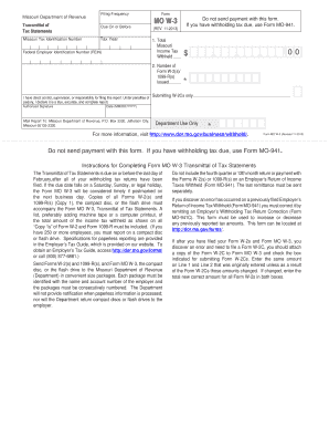 Missouri W-3 Transmittal of Tax Statements