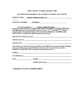 Direct Deposit Authorization Form