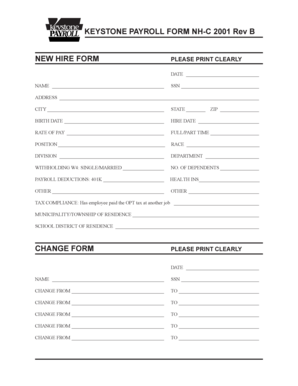 New Hire Form NH-C 2001