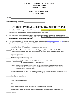 Substitute Teacher Checklist