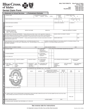 Blue Cross of Idaho Dental Claim Form