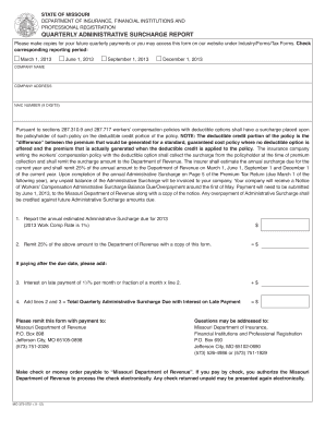 Missouri Quarterly Administrative Surcharge Report