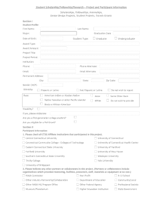 Student Scholarship Project Information Form