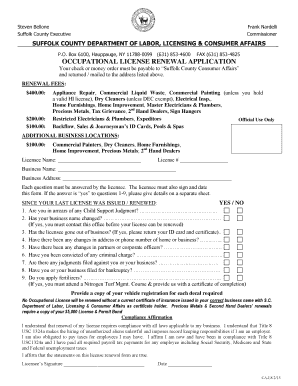 Suffolk County Occupational License Renewal Application