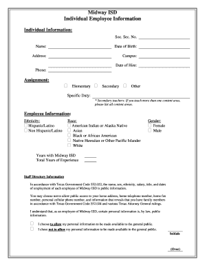 Midway ISD Employee Information Form