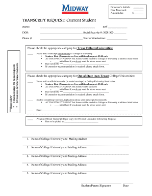 Texas Transcript Request Form