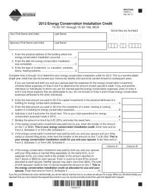 Montana Energy Conservation Installation Credit Form