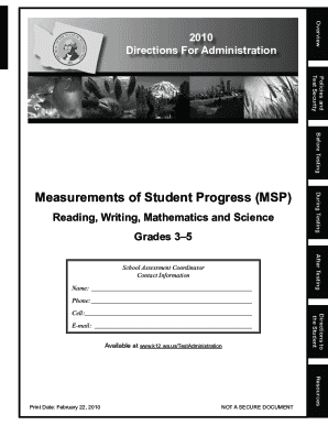 Measurements of Student Progress (MSP) Directions for Administration
