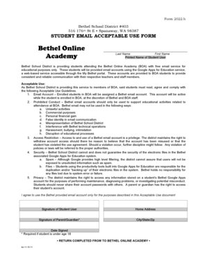 Student Email Acceptable Use Form