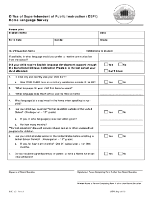 Washington Home Language Survey