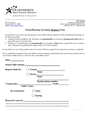 Vision and Hearing Screening Request Form