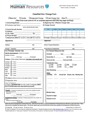 Classified Hire Change Form