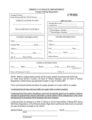 Spring ISD Campus Parking Registration