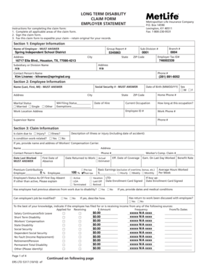 Long Term Disability Claim Form