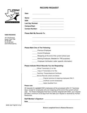 Employee Records Request Form