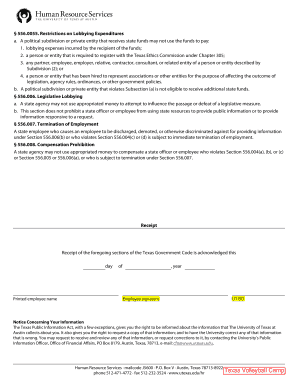 Texas Standards of Conduct and Political Activities Form