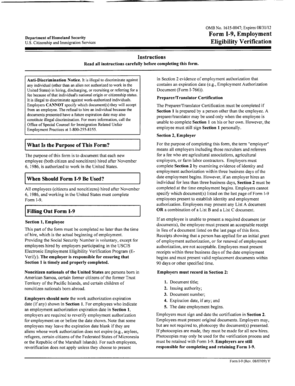 Form I-9 Employment Eligibility Verification