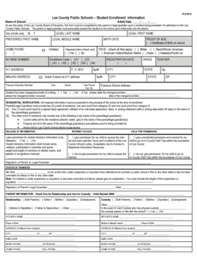 Lee County Public Schools Student Enrollment Form