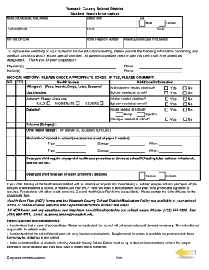 Student Health Information Form