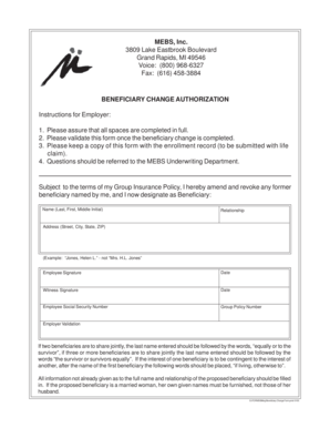 Beneficiary Change Authorization