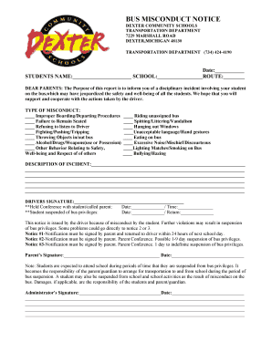 Bus Misconduct Notice