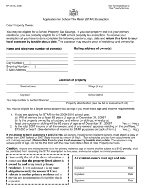 New York STAR Exemption Application