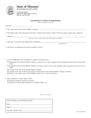 Missouri LLC Amendment Form