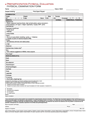 Preparticipation Physical Evaluation Form