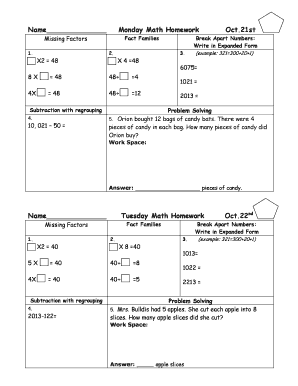 Math Homework Template