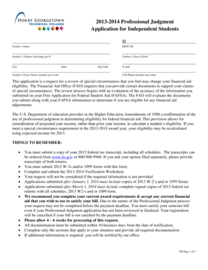 2013-2014 Professional Judgment Application