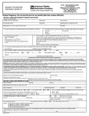 Routine Pregnancy Claim Form