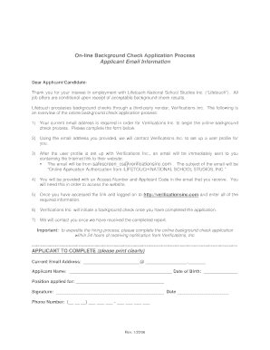 Lifetouch Background Check Application Form