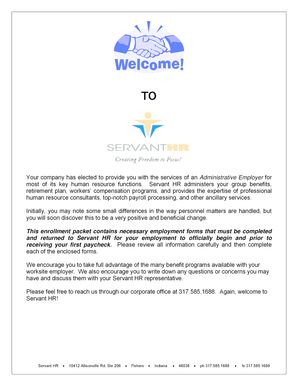 Servant HR Employee Enrollment Packet