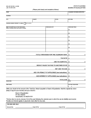 California Use Tax Return