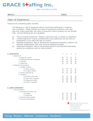 Labor and Delivery Nursing Checklist