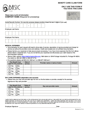 Benefit Card Claim Form