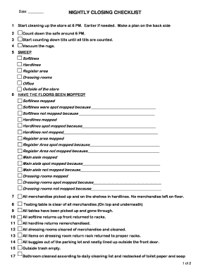 12.21.1 FORM Nightly Closing Checklist