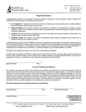 Drug/Alcohol Consent Form