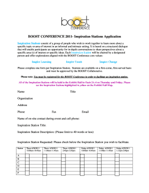 Fillable Online boostconference BOOST CONFERENCE 2011- Inspiration ...