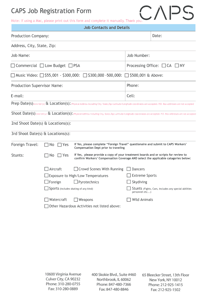 New 2013 Job Form 6v6 CAPS Payroll Fill and Sign Printable Template