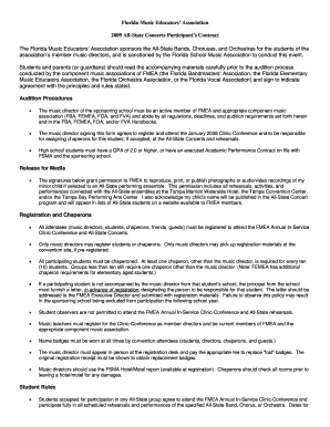 Florida All-State Concerts Participant Contract