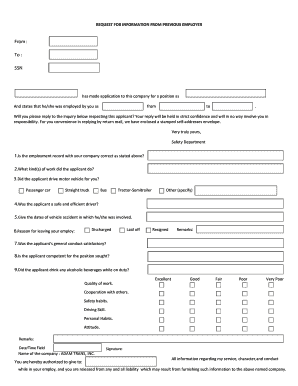 Request for Information from Previous Employer
