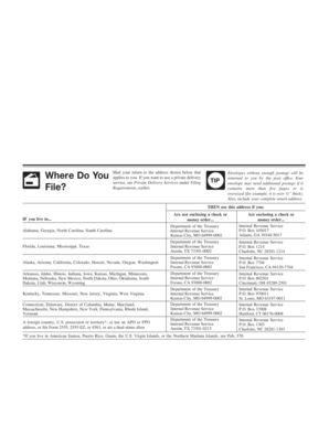 IRS Tax Return Mailing Addresses