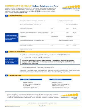 Tomorrow’s Scholar Rollover Reimbursement Form