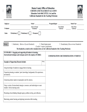 Certificated Teacher Evaluation Form