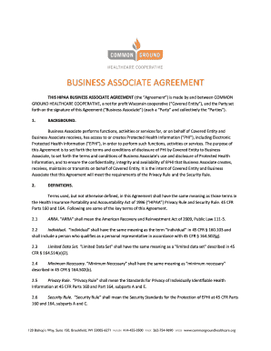 Business associate agreement - Common Ground Healthcare ...