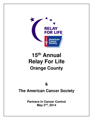 Fillable Online relay acsevents 15 Annual Relay For Life - relay ...