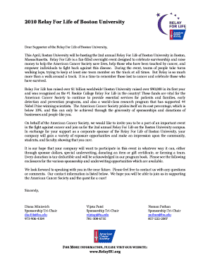 Relay For Life Sponsorship Agreement