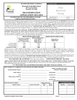 Plymouth Public Schools Bus Transportation Application