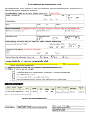2013-2014 Insurance Information Form